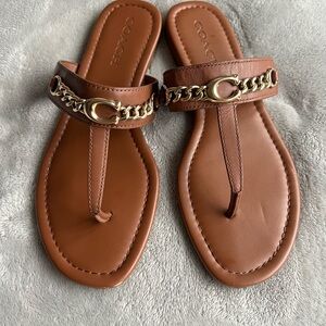 Coach Jaclyn Brown Leather Sandals, size 9